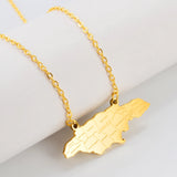 Anniyo Jamaica Map Pendant Necklaces Jewelry Gold Plated Stainless Steel for Women Girls @320721