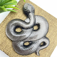 Natural Crystal Hand-Carved Gold Silver Obsidian Snake Healing Crystals Reiki Energy Stone Witchcraft Christmas Present 1pc