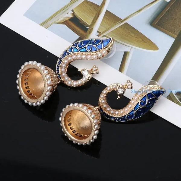 652F Retro Indian Bollywood Earrings Ethnic Earrings Kundan Jhumka Jhumki Drop Earring Gypsy Jewelry Decoration