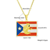 2024 New fashion stainless steel Puerto Rico Flag necklace for women and men couples ethnic style accessory collarbone chain ann