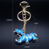 Fashion Rhinoceros Keychain for Women Men Car Bags Alloy Rhinestone Animal Key Ring Holder Trinket Jewelry Accessories