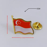 Singapore Flag Lapel Pin -Country Flag Patriotic Brooch Bulk Pack of Pins for Hat, Tie, Clothes, Backpack