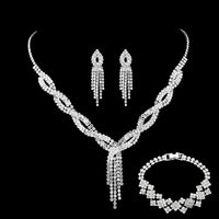4-piece Wedding Season WOMEN'S High-end Claw Chain Necklace with Earrings and Bracelet Set, Banquet and Party Accessories