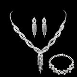 4-piece Wedding Season WOMEN'S High-end Claw Chain Necklace with Earrings and Bracelet Set, Banquet and Party Accessories