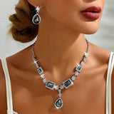 Ladies' fashionable design, geometric necklace, earrings, jewelry set suitable for weddings, gatherings, holidays, gifts