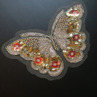 Fashion Luxury beaded sequin embroidery butterfly lace appliques for wedding dresses Rhinestone  applique parches ropa
