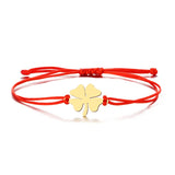 Stainless Steel Bracelets Trendy Clover Hand Braided Lucky Black Red Rope Fashion Charm Bracelet For Women Jewelry Party Gifts