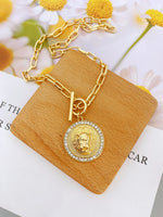 Exaggerated Lion Head Pendant Short Necklace, Zinc Alloy Jewelry choker necklace for women