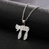 2024 New fashion Hebrew letters mother pendant necklace temperament everything with stainless steel clavicle chain accessories a