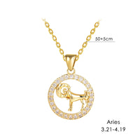 12 Zodiac Signs Necklace Copper Gold Plated Zodiac Signs Pendant Chain Ladies Necklace Birthday Jewelry Ladies Jewelry