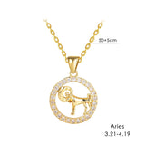 12 Zodiac Signs Necklace Copper Gold Plated Zodiac Signs Pendant Chain Ladies Necklace Birthday Jewelry Ladies Jewelry