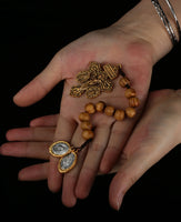 Catholic St Benedict Medal Lady Milagrosa Crucifix Cross One Decade Wooden Beads Pocket Rosary Prayer Rosaries Handmade Gift