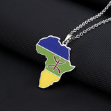 2024 New fashion stainless steel Africa map Berber necklace for men and women geometric titanium steel pendant ethnic style coll