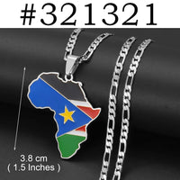 Anniyo 3.8CM Hip-hop South Sudan/Côte d'Ivoire/South Africa Map Flag and Africa Pendant Necklaces for Women Men Jewelry #321321