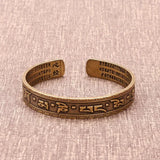 Vintage Buddhist Heart Sutra Cuff Bracelets Men's Six Character True Word Adjustable Bangles Religious Wish Talisman Jewelry