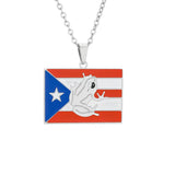 2024 New fashion stainless steel Puerto Rico Flag necklace for women and men couples ethnic style accessory collarbone chain ann