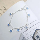 Luminous Europe and The United States Ladies Beach Wind Blue Five-pointed Star Tassel Anklet Luminous Star Bracelet Foot Jewelry