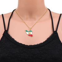 Fashion famous style Iran map pendant necklace Drop oil geometric men's and women's stainless steel neckline pendant collarbone