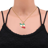 Fashion famous style Iran map pendant necklace Drop oil geometric men's and women's stainless steel neckline pendant collarbone