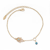 Lucky Eye Turkish Evil Eye Ankle Bracelet Gold Color Copper Foot Leg Chain Anklet Fashion Jewelry Gifts for Women Men EY6734