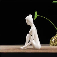 ERMAKOVA 12 Styles Abstract Art Ceramic Yoga Poses Figurine Porcelain Lady Figure Statue Home Yoga Studio Decor Ornament