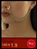 Lacteo Trendy Nose Rings for Women Connecting Earrings Black Green Small Crystal Beads Fake Nostril Piercing Clip Jewelry Ladies