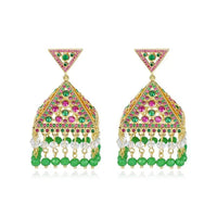 Gypsy Jewelry Retro Ethnic Indian Jhumka Crystal Small Bells Beads Drop Tassel Earrings Women Bohemian Statement Jhumki Tribal