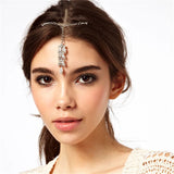 2024 Trend Big Crystal Pendant Forehead Chain Hairpin Hair Accessories Women's Ethnic Tiara Headpiece Tikka Indian Head Jewelry