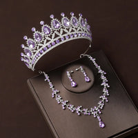 4 Pcs/Set Baroque Rhinestone Bridal Jewelry Set for Brides Wedding Headpieces Ladies Event Evening Ball Accessories