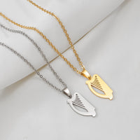 2025 Irish Harp Pendant Necklaces for Women Jewelry Stainless Steel Ireland Instruments #505162