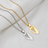 2025 Irish Harp Pendant Necklaces for Women Jewelry Stainless Steel Ireland Instruments #505162