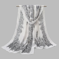Indian Style New Chiffon Scarves Women Breathable Thin Simulation Silk Scarf Ladies Shawl And Wraps Women Printing Hijab Stole