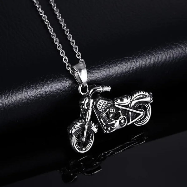 Vintage Men Hip Hop Jewelry Punk Stainless Steel Motorcycle Pendant Necklace Male Bijoux Long Box Chain Wholesale S401