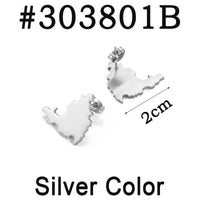Anniyo Sint Maarten & Saint-Martin Island Stud Earrings for Women Girls Saint Martin SXM Stainless Steel Jewelry #303801