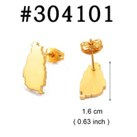 Anniyo 1.6cm Small Size Saint Lucia Map Stud Earrings for Women Girls St. Lucia Stainless Steel Jewelry #304101