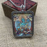 Retro Tibetan Thangka Green Tara Buddha Pendant Necklace - Lucky Guardian Art Collection, Alloy Crafts Home Decor Guardian De