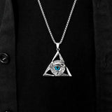 Retro God's Eye Triangular Devil's Eye Pendant Necklace Men's Fashion Hip Hop Trendy Cool Jewelry