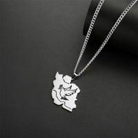 EUEAVAN Iran Map Pendant Necklace Stainless Steel Peace Dove Olive Branch Persian Calligraphy Necklaces Iranian Country Jewelry