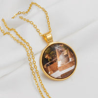 Anniyo Yezidi Lalish Glass Pendant Necklaces Holiest Temple of the Yazidis for Women Men Girls #D0047