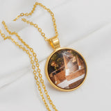 Anniyo Yezidi Lalish Glass Pendant Necklaces Holiest Temple of the Yazidis for Women Men Girls #D0047
