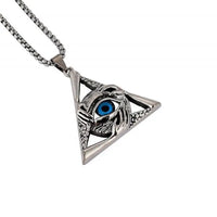 Retro God's Eye Triangular Devil's Eye Pendant Necklace Men's Fashion Hip Hop Trendy Cool Jewelry