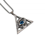 Retro God's Eye Triangular Devil's Eye Pendant Necklace Men's Fashion Hip Hop Trendy Cool Jewelry
