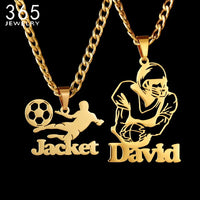 365 New Arrival Custom Name Necklace Personalized Sport Ground Style Nameplate Stainless Steel Jewelry For Men Women Gifts