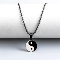 Ethnic Chinese Yin Yang Tai Chi Necklace Round Stainless Steel Tree Of Life Necklaces For Men Taoist Jewelry