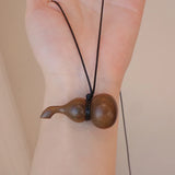 Minar Cute Lovely Brown Black Color Wood Flagon Long Pendant Necklaces Adjustable Rope Chain Chokers for Women Birthday Gift