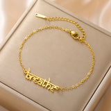 Dawapara Breathe Symbol Bracelet Ohm OM Unalome Symbol Charm Bracelet Stainless Steel Yoga Inspirational Supernatural Jewelry