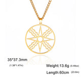 EUEAVAN Assyrian Star Necklace Stainless Steel Sun God Shamash Symbol Pendant Necklaces for Men Protection Amulet Jewelry Gifts