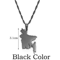 Anniyo Map of Bangladesh Pendant Necklaces Gold Color for Women Girls Stainless Steel Bangladeshi Maps Chains Bengali #154521