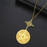 EUEAVAN God Name Tetragrammaton Pentacle Necklaces Stainless Steel Sacred Witch Knot Pendant Chain Solomon Seal Amulet Jewelry