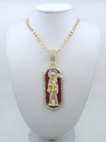 1 Piece 14K Gold Plated Green St. Jude San Juads Pendant Women's Necklace Religious Jewelry